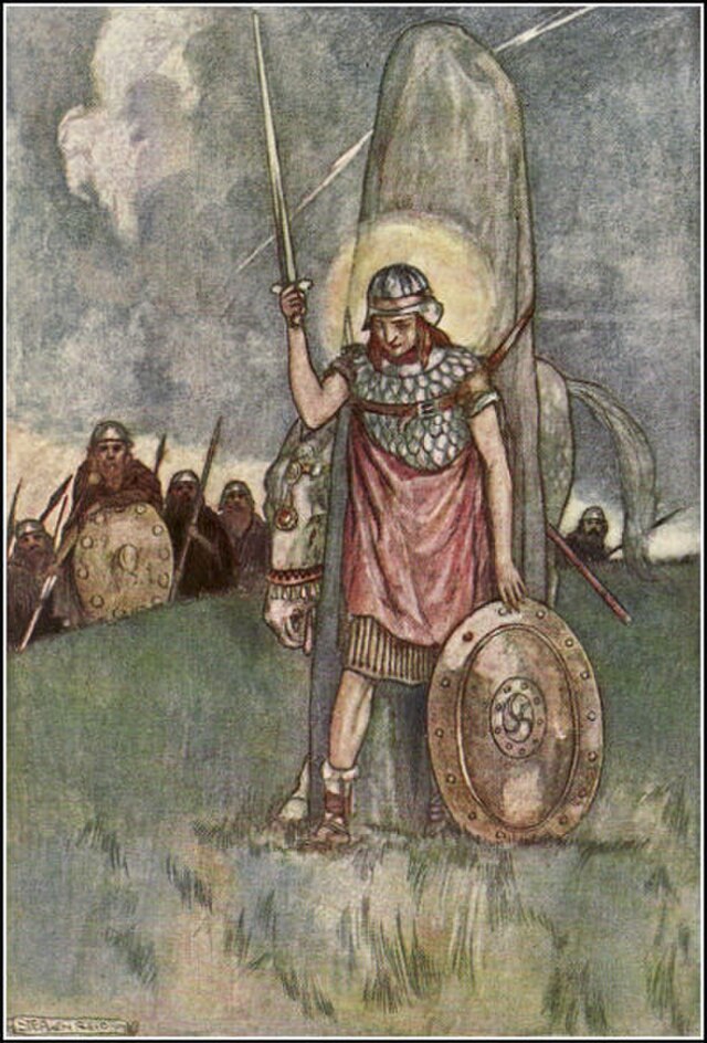 Cuchulainn's death, illustration by Stephen Reid 1904.（1904年）