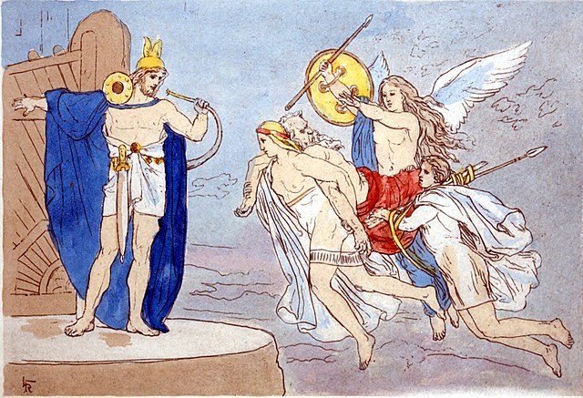 Heimdallr and valkyries by Frølich.(1906年)
