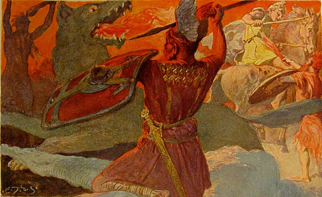 Odin und Fenriswolf Freyr und Surt.（1905年）