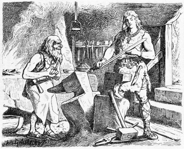 Sigurd prüft das Schwert Gram.（1888年）