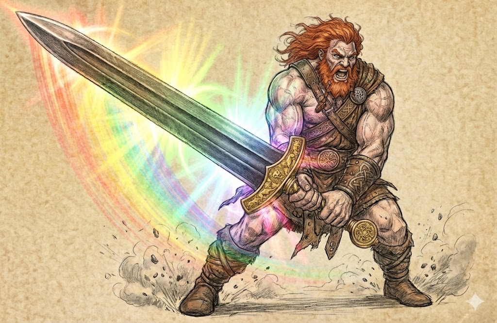 カラドボルグを振るうフェルグスイメージ