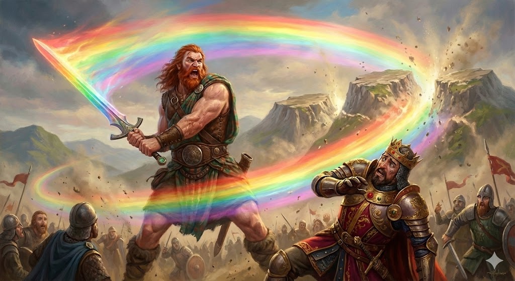 怒りの発散によって丘を3つ切断したフェルグスイメージ