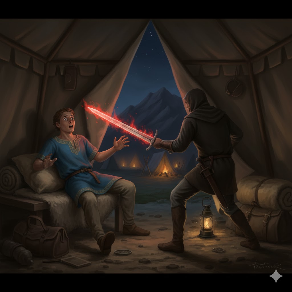 捕虜に剣を奪われて最期を迎えたヘイドレク（三度目の悲劇）イメージ