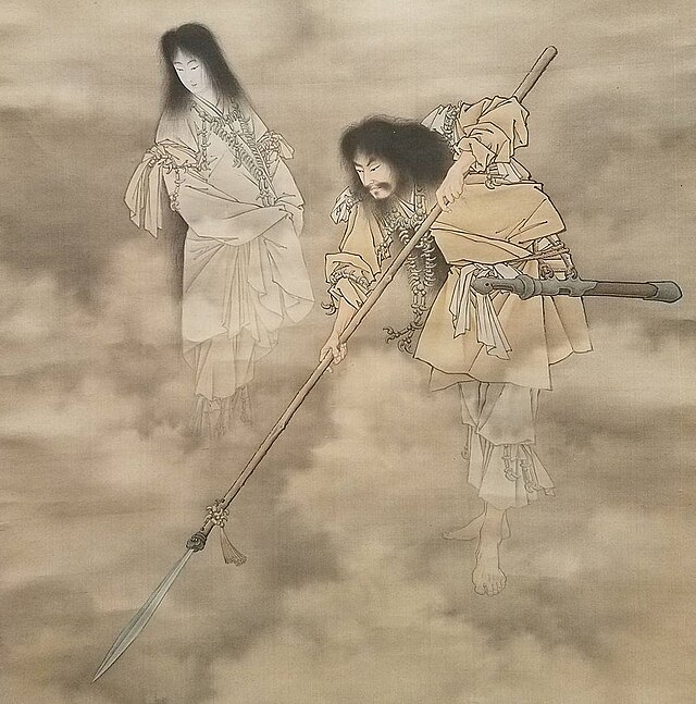 Izanami and Izanagi create the 1st Japanese isles, Kobayashi Eitaku MFA 1880s.（1880年）