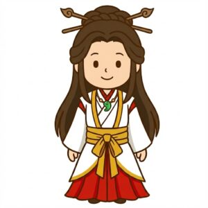 八尺瓊勾玉(ヤサカニノマガタマ)をつけたアマテラス