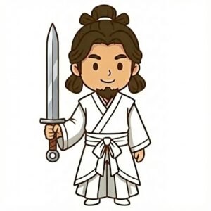 天之尾羽張（アメノオハバリ）を持ったイザナギ