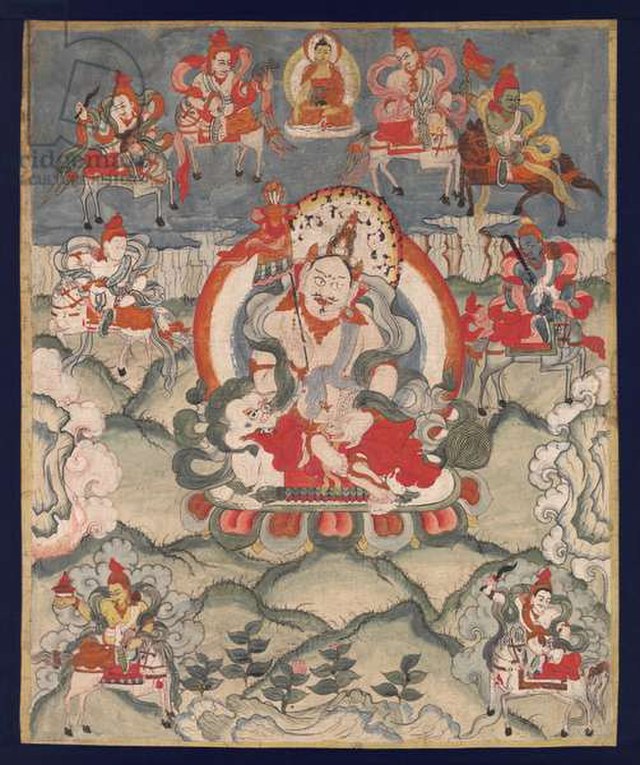 Kubera, the Divinity of Wealth with Eight Horsemen.（19世紀）
