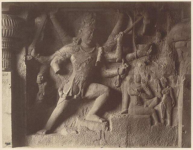 Sculptured panel of Shiva spearing Andhaka in Hindu Cave XXIX (Dumar Lena), Ellora - DPLA - 1abc0d3efd24f5d366c375c9b93a77b2.