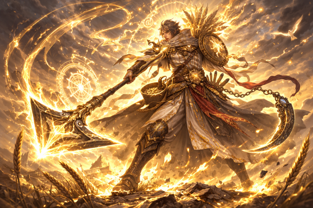 「農具」を最強の武器とするキャラクターイメージ