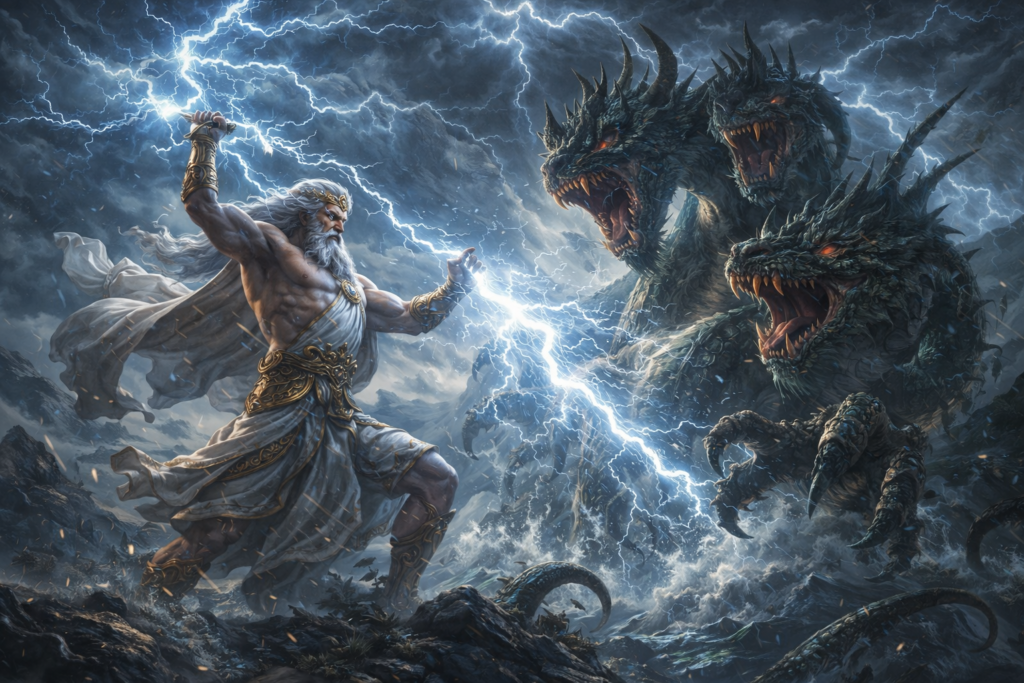 ゼウスとテュポンの戦い