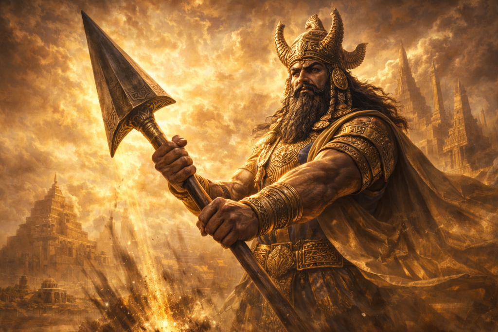 マルル(三角の鍬)を持つマルドゥクイメージ