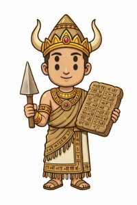 マルル(三角の鍬)を持つマルドゥク