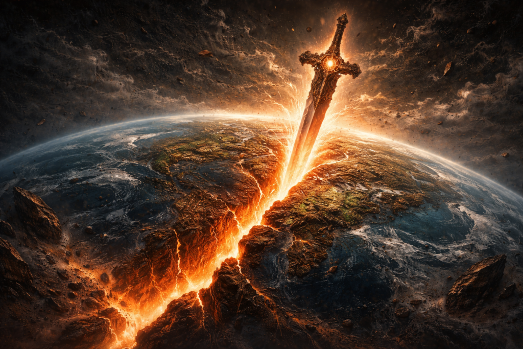 世界を切り裂く剣のイメージ