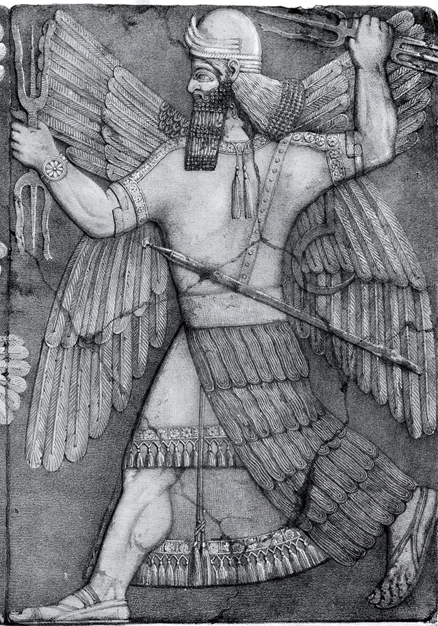 Cropped Image of Carving Showing the Mesopotamian God Ninurta.