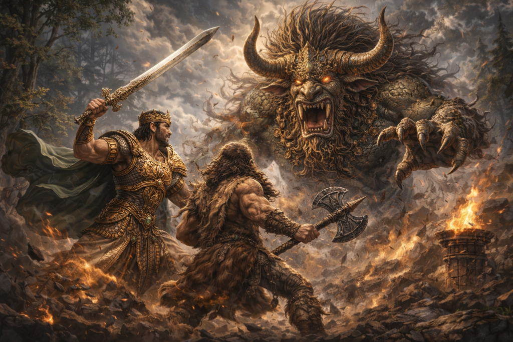 エンキドゥとギルガメシュとフンババ