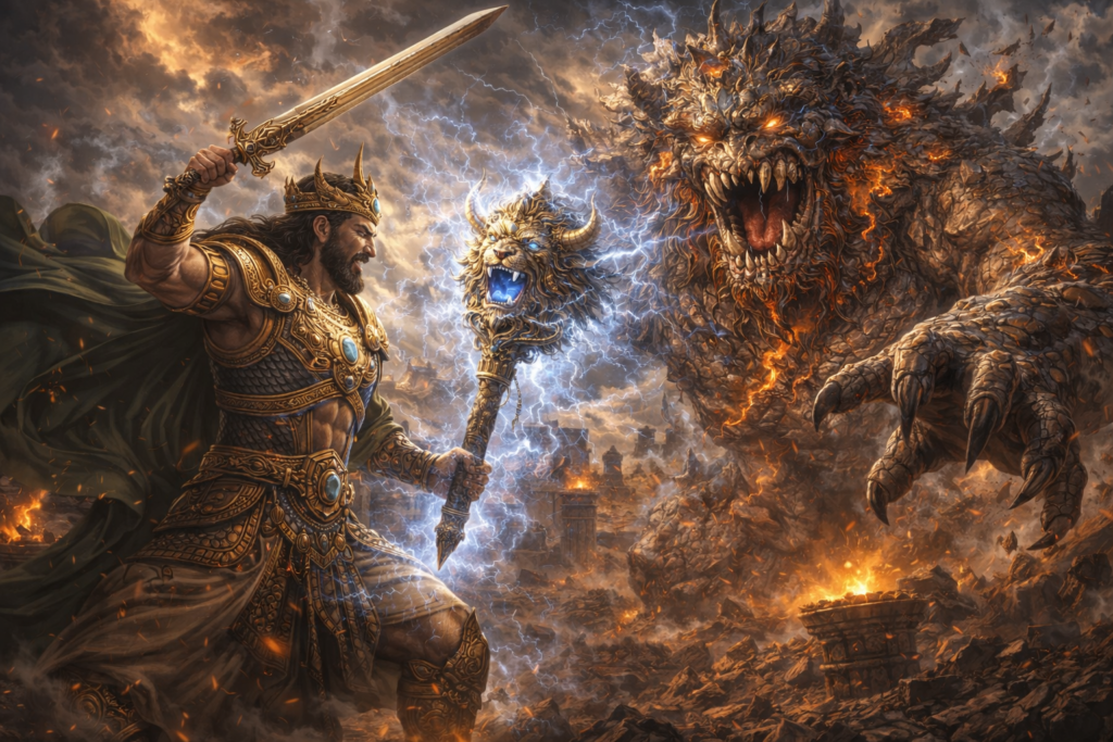 怪物アサグとの激闘イメージ