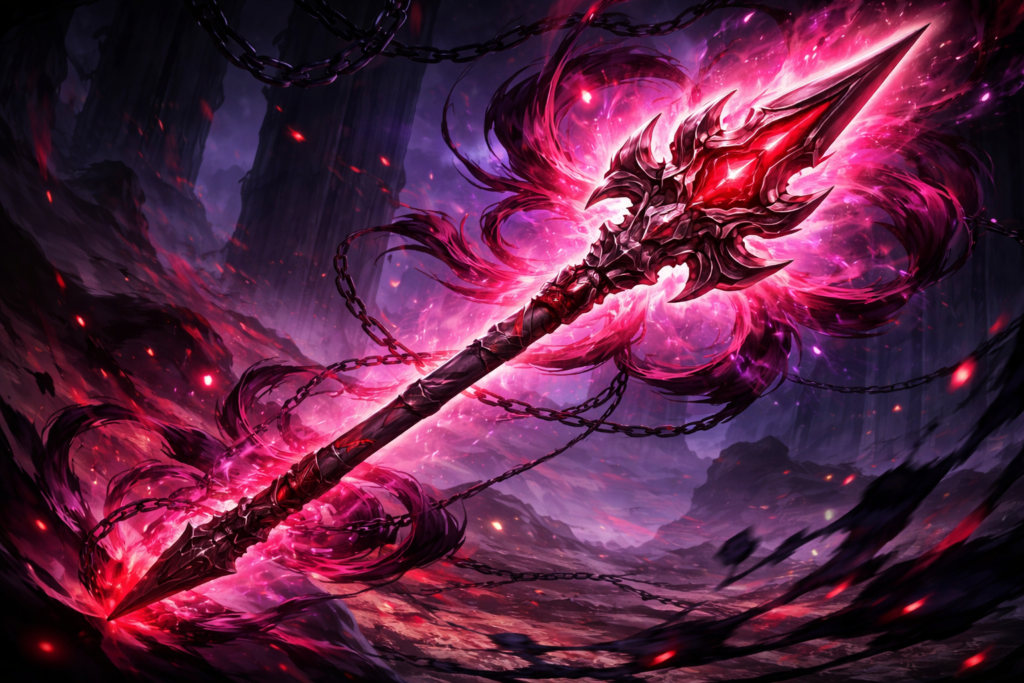 アニメで描かれる「呪いの魔槍」イメージ