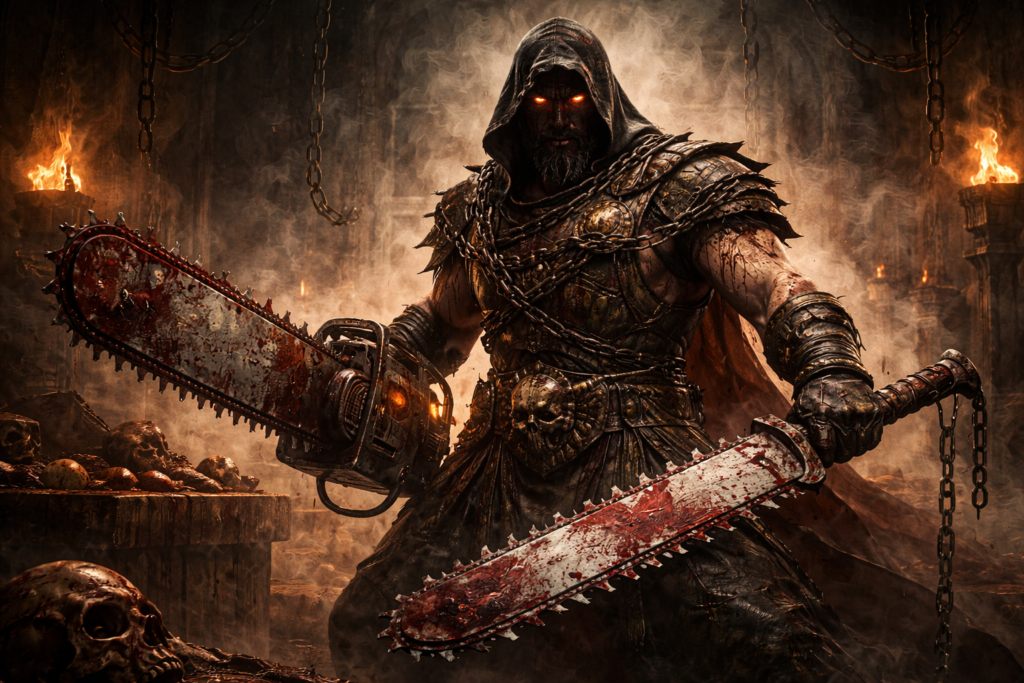 「ノコギリ・チェーンソー」と「処刑人」の結びつきイメージ