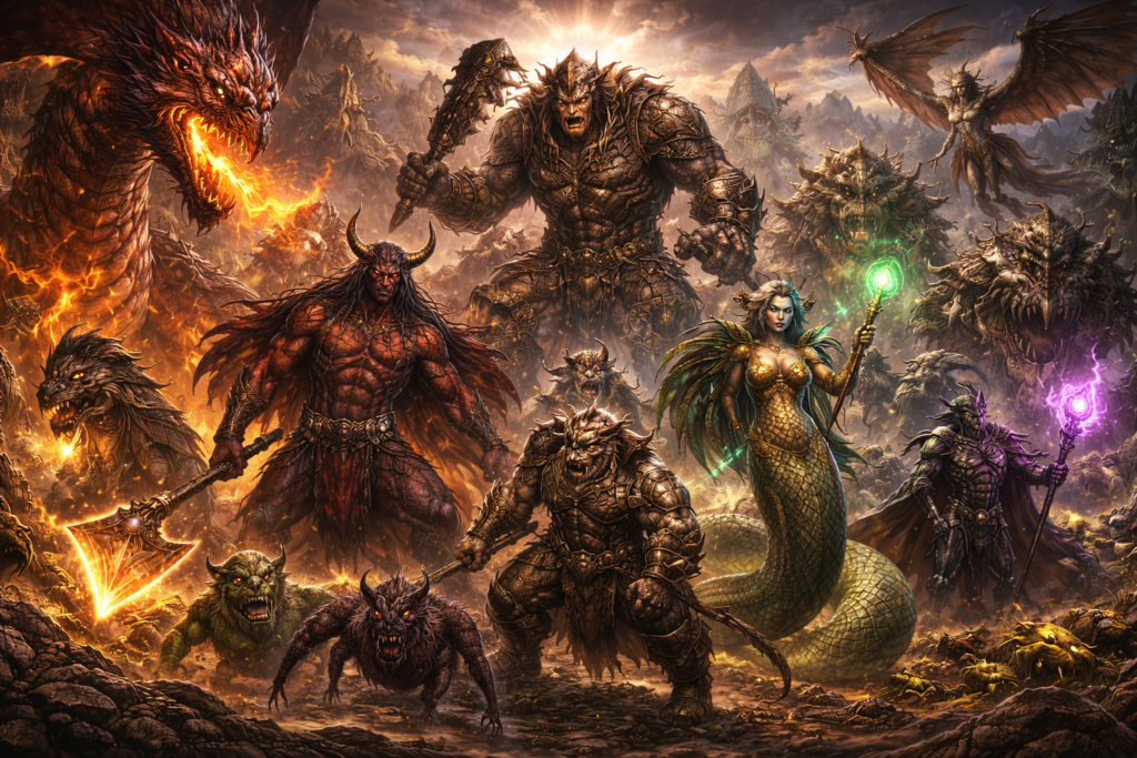 RPGの「多様なモンスター種族」のイメージ