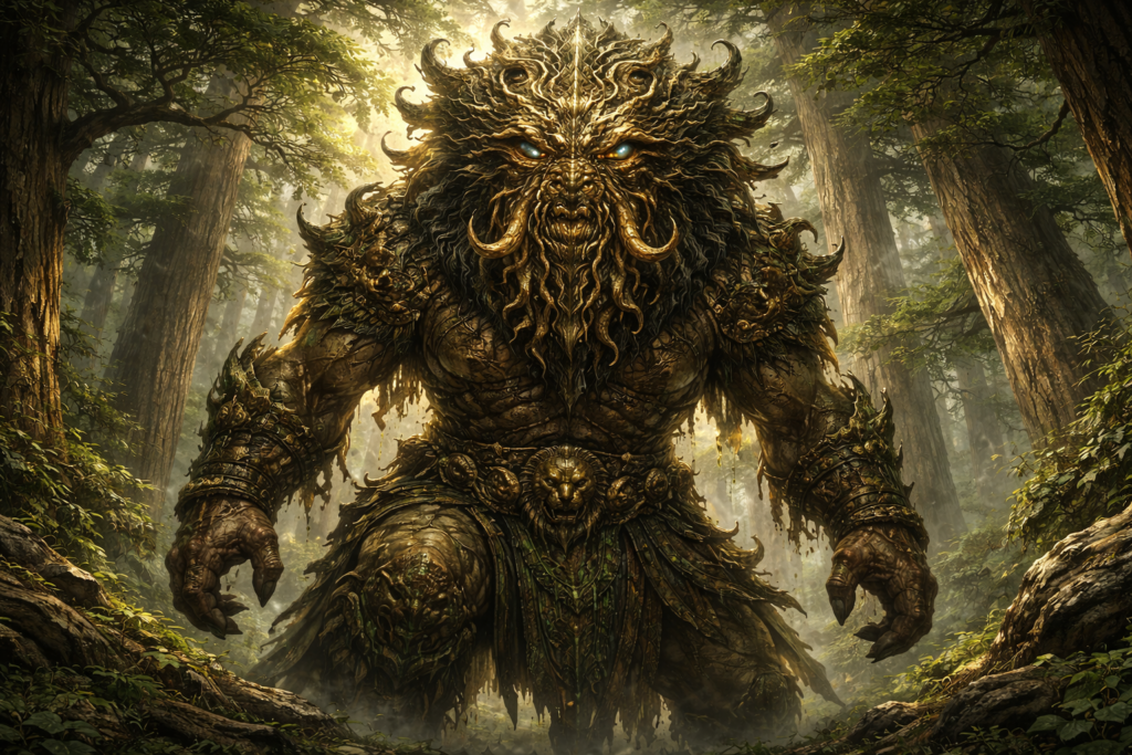 神々の住処でもある神聖な「レバノン杉の森」を守るフンババ(フワワ)イメージ