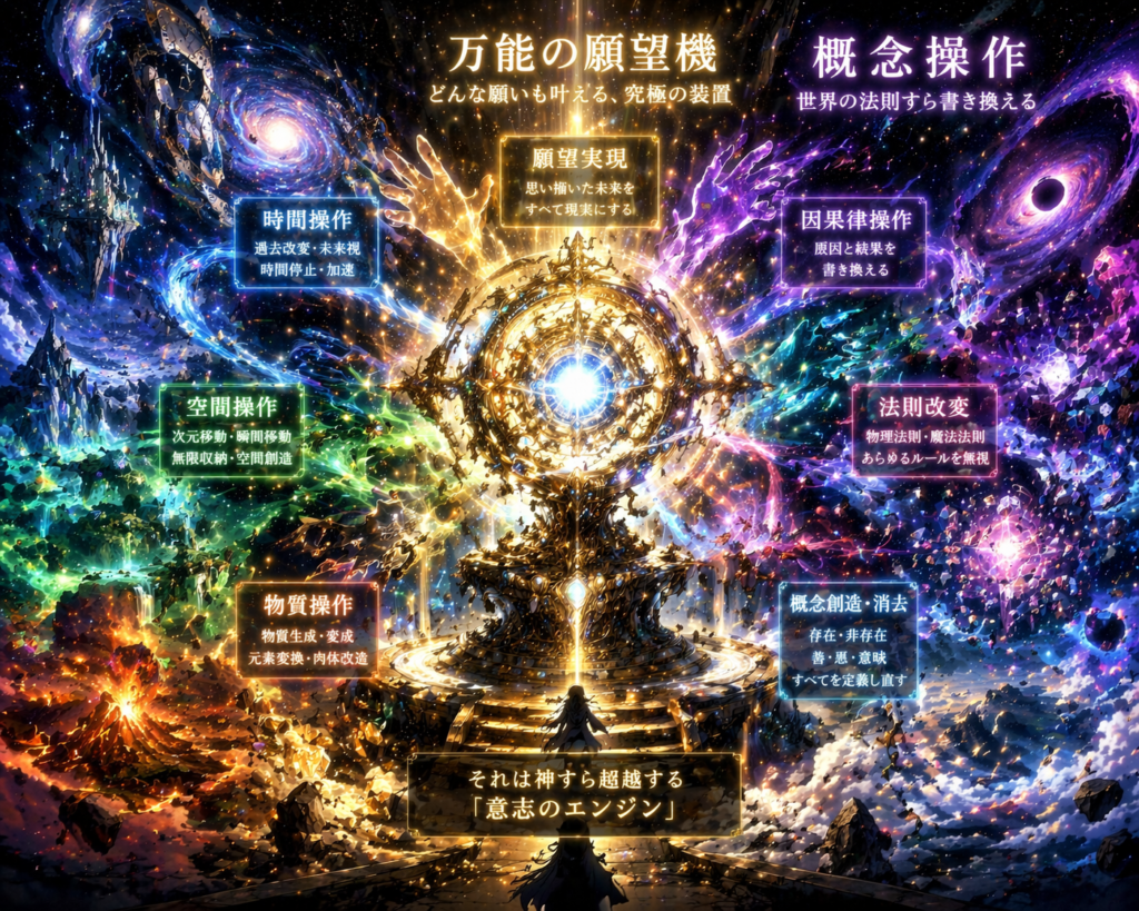 アニメ・漫画における「万能の願望機」と「概念操作」イメージ