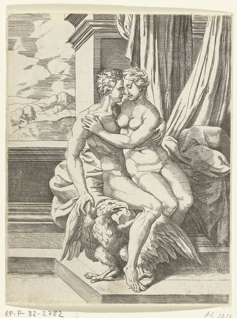 Cornelis Bos, after Michiel Coxie - Jupiter and Alcmene.（c. 1537 - c. 1555）