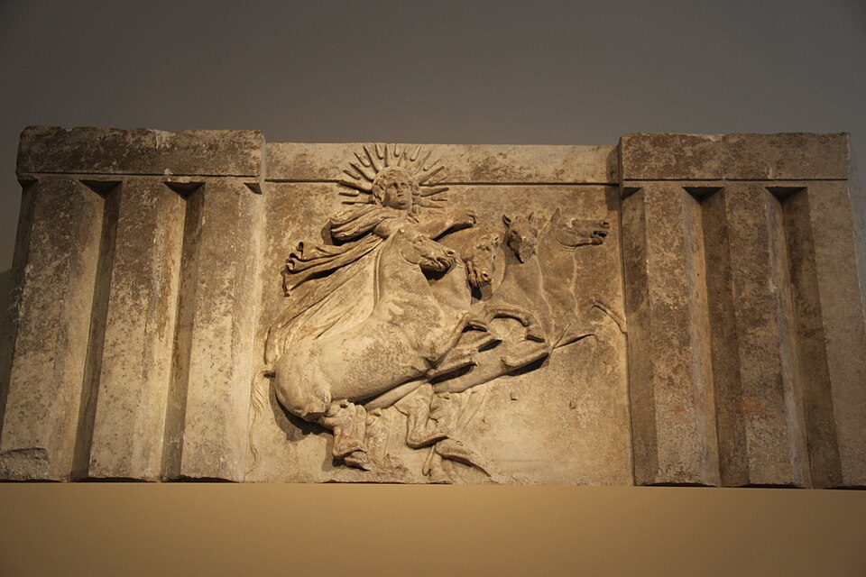 Marble Relief of Sun God Helios in a Quadriga from Temple of Athena at Ilion-Troy, 300-280 BC (28120631484)