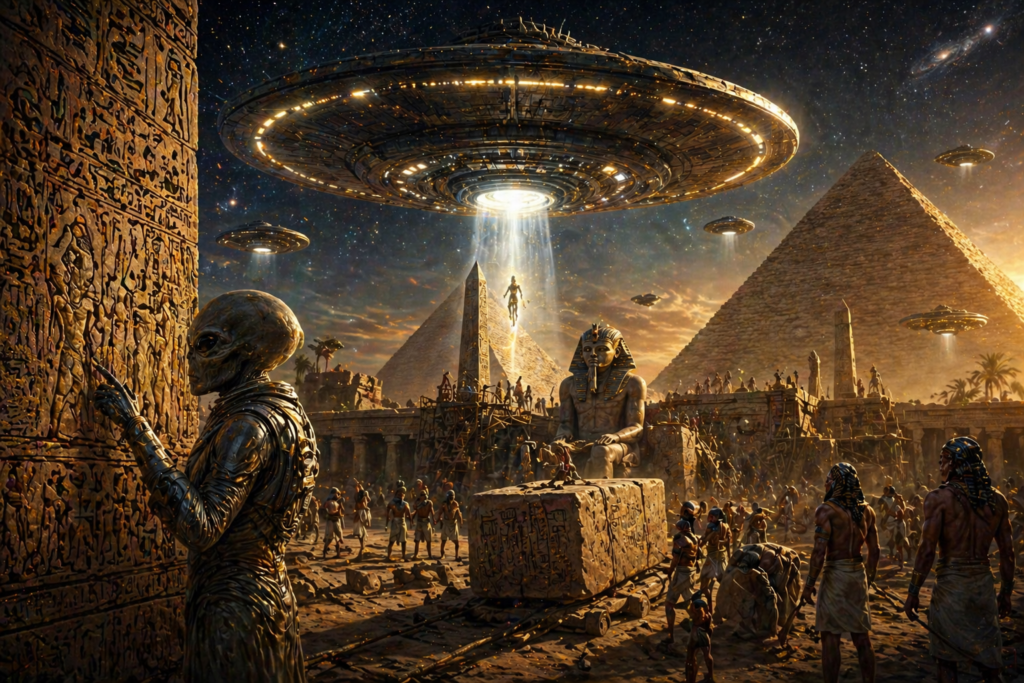 「古代宇宙飛行士説（UFO説）」イメージ
